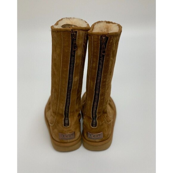BOGO UGG Knightsbridge Tan Tall Suede Boot 5119 Shearling Lined Back Zip Women 5 - Picture 4 of 16